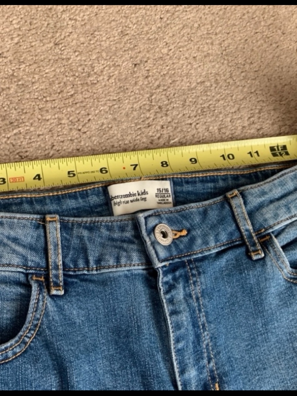 abercrombie kids Wide-Leg Jeans in Medium Blue Wash Size 15/16 - Picture 6 of 6